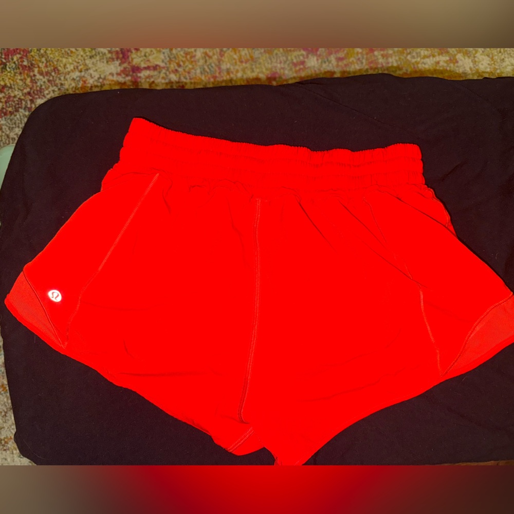 Lululemon hotty hot high rise line 2.5” shorts. Like new. Red